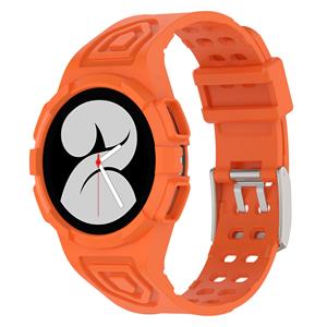 Strap-it Samsung Galaxy Watch 4 44mm siliconen bandje met frame (oranje)