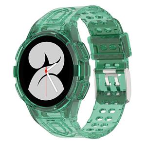 Strap-it Samsung Galaxy Watch 4 44mm siliconen bandje met frame (transparant groen)