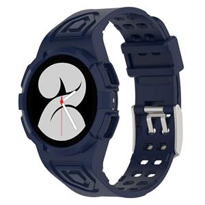 Strap-it Samsung Galaxy Watch 4 44mm siliconen bandje met frame (donkerblauw)