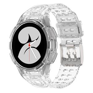 Strap-it Samsung Galaxy Watch 4 44mm siliconen bandje met frame (transparant)