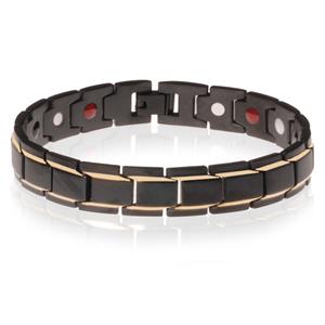 Mendes Magnetische heren armband Edelstaal Mat Zwart met goud