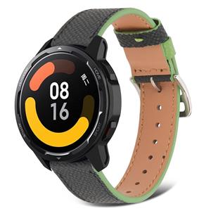 Strap-it Xiaomi Watch S1 leren bandje (zwart-groen)