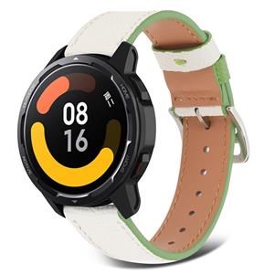 Strap-it Xiaomi Watch S1 leren bandje (wit-groen)