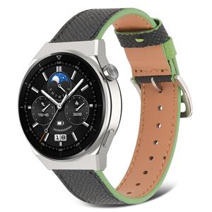 Strap-it Huawei Watch GT 3 Pro 46mm leren bandje (zwart-groen)