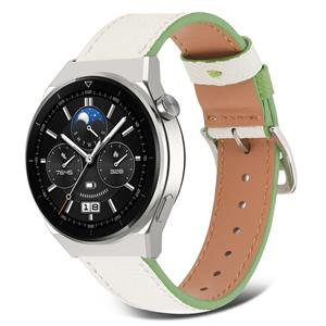 Strap-it Huawei Watch GT 3 Pro 46mm leren bandje (wit-groen)