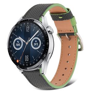 Strap-it Huawei Watch GT 3 46mm leren bandje (zwart-groen)