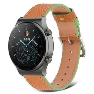 Strap-it Huawei Watch GT 2 Pro leren bandje (bruin-groen)
