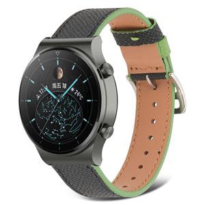 Strap-it Huawei Watch GT 2 Pro leren bandje (zwart-groen)