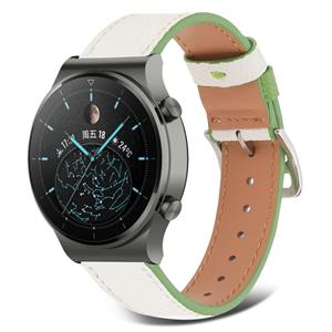 Strap-it Huawei Watch GT 2 Pro leren bandje (wit-groen)