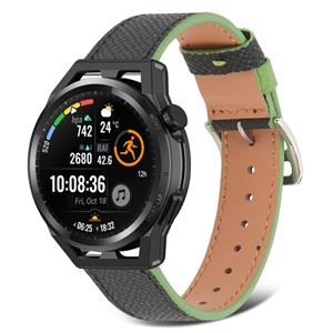 Strap-it Huawei Watch GT Runner leren bandje (zwart-groen)