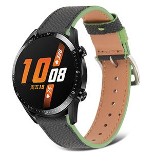 Strap-it Huawei Watch GT leren bandje (zwart-groen)
