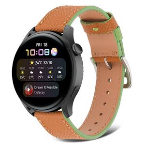 Strap-it Huawei Watch 3 (Pro) leren bandje (bruin-groen)
