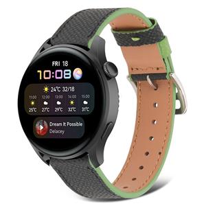 Strap-it Huawei Watch 3 (Pro) leren bandje (zwart-groen)