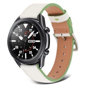Strap-it Samsung Galaxy Watch 3 45mm leren bandje (wit-groen)