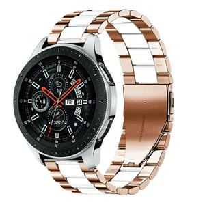 Strap-it Samsung Galaxy Watch 46mm stalen band (roségoud/wit)