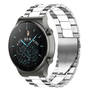 Strap-it Huawei Watch GT 2 Pro stalen band (zilver/wit)