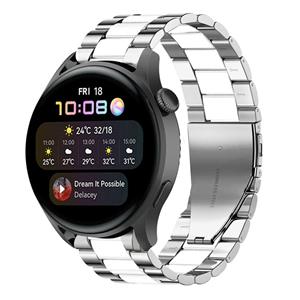 Strap-it Huawei Watch 3 (Pro) stalen band (zilver/wit)