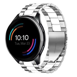 Strap-it OnePlus Watch stalen band (zilver/wit)