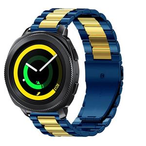 Strap-it Samsung Gear Sport stalen band (blauw/goud)