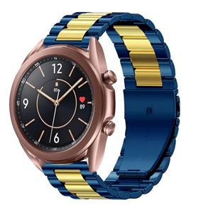 Strap-it Samsung Galaxy Watch 3 41mm stalen band (blauw/goud)