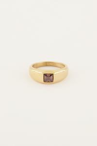 My jewellery MOOD ring met vierkante roze steen