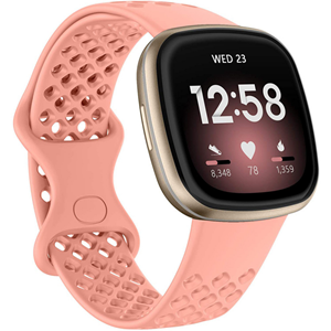 Strap-it Fitbit Versa 3 siliconen bandje met gaatjes (koraal)