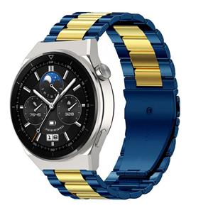 Strap-it Huawei Watch GT 3 Pro 46mm stalen band (blauw/goud)