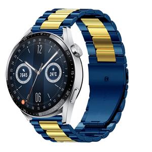 Strap-it Huawei Watch GT 3 46mm stalen band (blauw/goud)