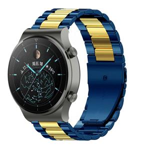 Strap-it Huawei Watch GT 2 Pro stalen band (blauw/goud)