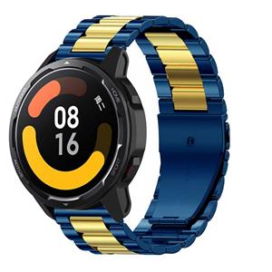 Strap-it Xiaomi Watch S1 stalen band (blauw/goud)