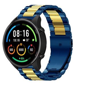 Strap-it Xiaomi Mi Watch stalen band (blauw/goud)