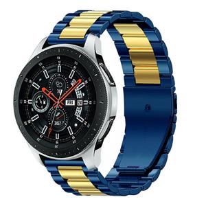 Strap-it Samsung Galaxy Watch 46mm stalen band (blauw/goud)