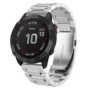 Strap-it Garmin Fenix 5x / 6x stalen band (zilver)