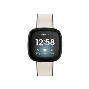 Hama Polsband Voor Fitbit Versa 3/Sense Horlogebandje Van Leer En Silic. Wit