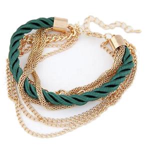 LGT JWLS Fashion armband Metal Chain Braided rope Groen