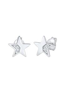 Elli DIAMONDS, Ohrringe Stern Star Diamanten (0.03 Ct) Stecker 925 Silber in silber, Schmuck für Damen