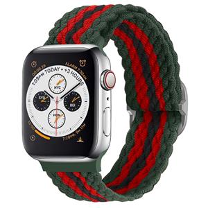 Strap-it Apple Watch verstelbaar geweven nylon bandje (rood/zwart/groen)