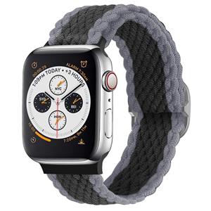 Strap-it Apple Watch verstelbaar geweven nylon bandje (zwart/grijs)
