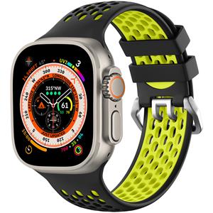 Strap-it Apple Watch sport gesp bandje (zwart/geel)