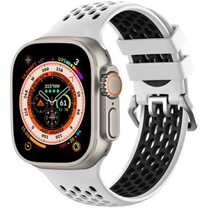 Strap-it Apple Watch sport gesp bandje (wit/zwart)