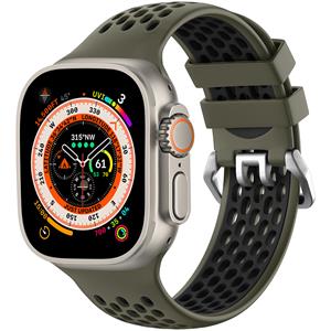 Strap-it Apple Watch sport gesp bandje (legergroen/zwart)