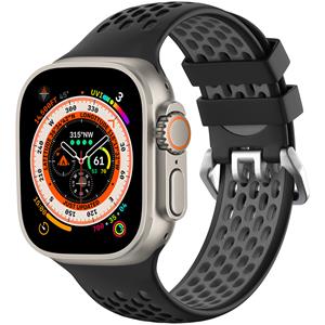 Strap-it Apple Watch sport gesp bandje (zwart/grijs)