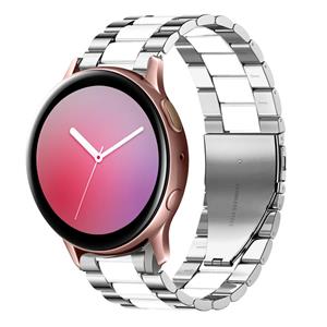 Strap-it Samsung Galaxy Watch Active stalen band (zilver/wit)