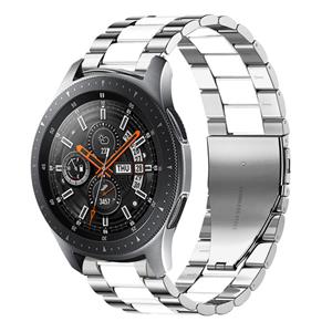 Strap-it Samsung Galaxy Watch 46mm stalen band (zilver/wit)