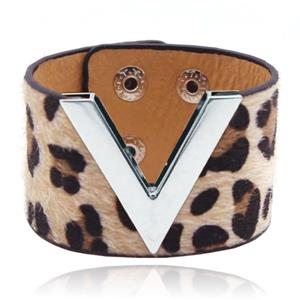 LGT JWLS Brede Dames Armband Verstelbaar Dierenprint Zilver en Lichtbruin