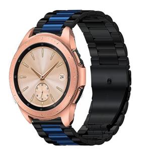Strap-it Samsung Galaxy Watch 42mm stalen band (zwart/blauw)