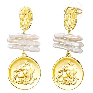 Lulu & Jane, Ohrhänger Gelbvergoldet Süßwasser-Zuchtperlen Weiß in gold, Schmuck für Damen