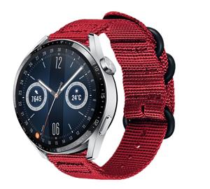 Strap-it Huawei Watch GT 3 46mm nylon gesp band (rood)