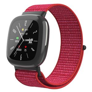 Strap-it Fitbit Versa 4 nylon bandje (rood)