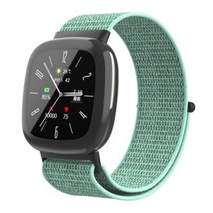 Strap-it Fitbit Versa 4 nylon bandje (mint groen)